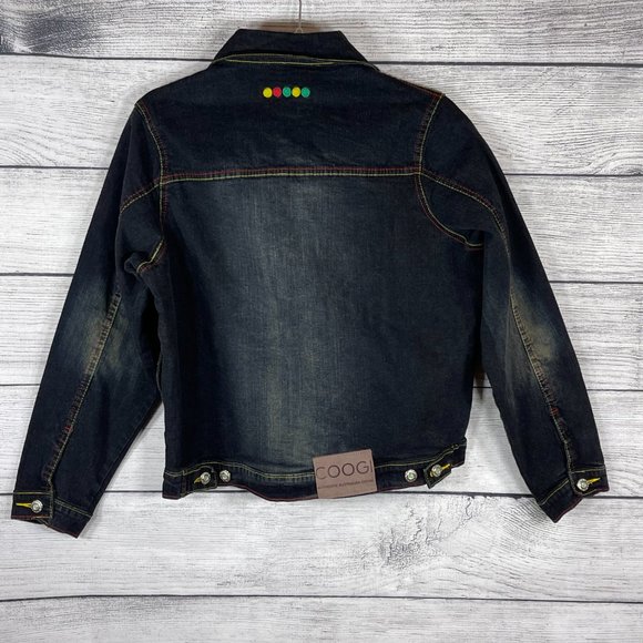 Coogi Vintage Embroidered Logo Colorful Denim Jean Trucker Jacket NWT Sz… - Picture 2 of 16
